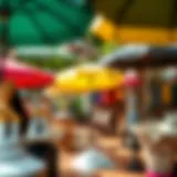 A variety of umbrella bases displayed at Koçtaş